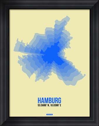 Framed Hamburg Radiant Map 2 Print