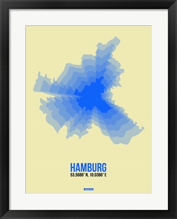 Framed Hamburg Radiant Map 2 Print