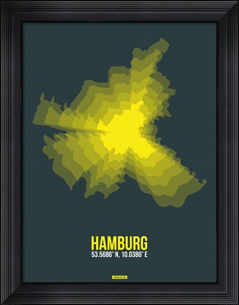 Framed Hamburg Radiant Map 3 Print