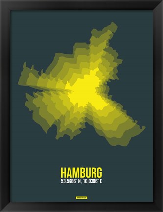 Framed Hamburg Radiant Map 3 Print