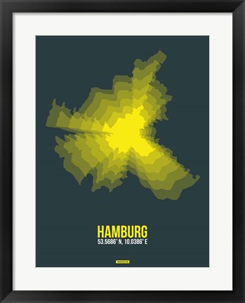 Framed Hamburg Radiant Map 3 Print