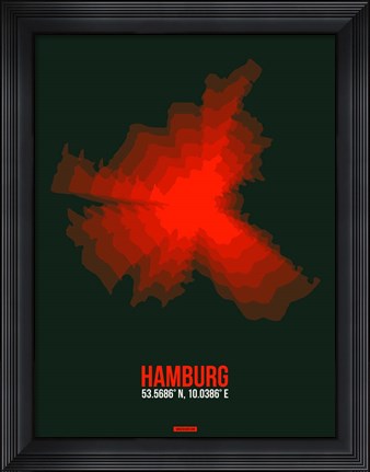 Framed Hamburg Radiant Map 4 Print