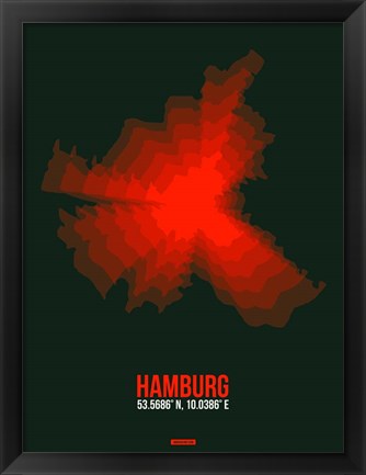 Framed Hamburg Radiant Map 4 Print