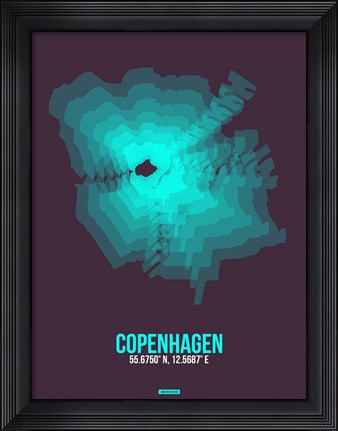 Framed Copenhagen Radiant Map 2 Print