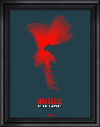 Framed Brussels Radiant Map 2 Print