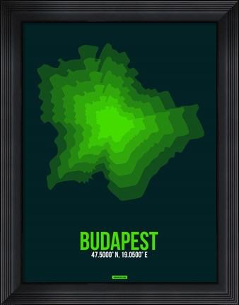 Framed Budapest Radiant Map 2 Print