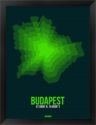 Framed Budapest Radiant Map 2 Print