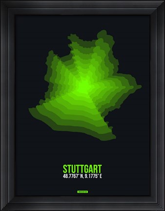 Framed Stuttgart Radiant Map 3 Print
