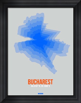 Framed Bucharest Radiant Map 2 Print