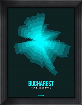 Framed Bucharest Radiant Map 3 Print