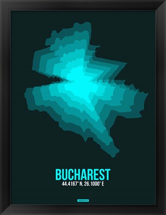 Framed Bucharest Radiant Map 3 Print