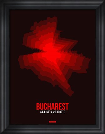 Framed Bucharest Radiant Map 4 Print