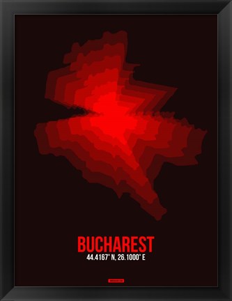 Framed Bucharest Radiant Map 4 Print