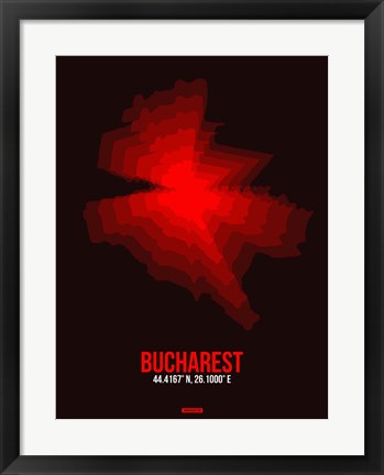 Framed Bucharest Radiant Map 4 Print