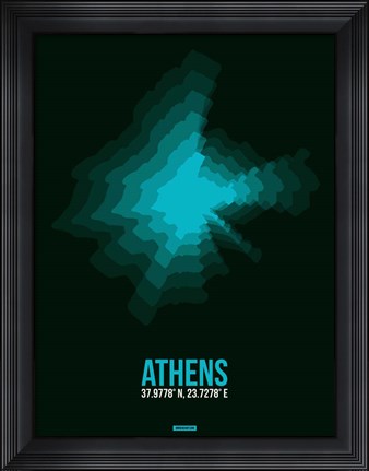 Framed Athens Radiant Map 2 Print