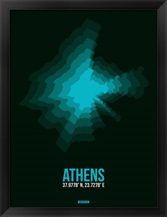 Framed Athens Radiant Map 2 Print