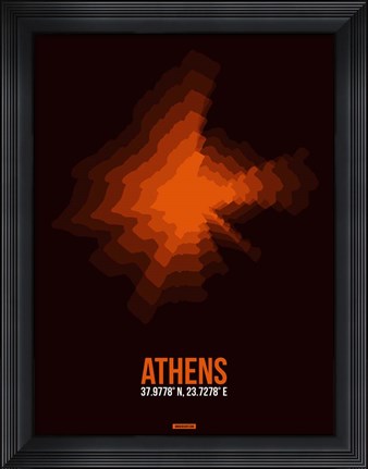 Framed Athens Radiant Map 3 Print