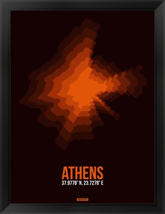 Framed Athens Radiant Map 3 Print