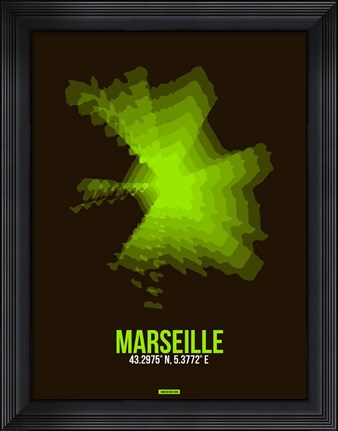 Framed Marseille Radiant Map 1 Print