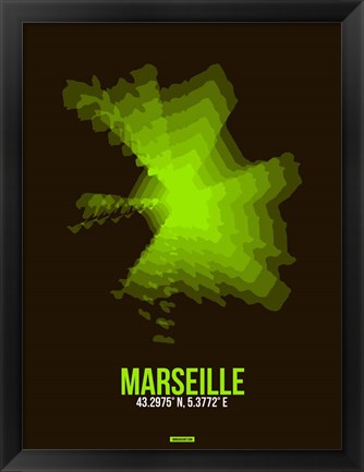 Framed Marseille Radiant Map 1 Print