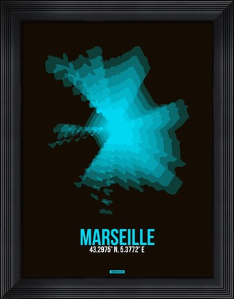 Framed Marseille Radiant Map 2 Print