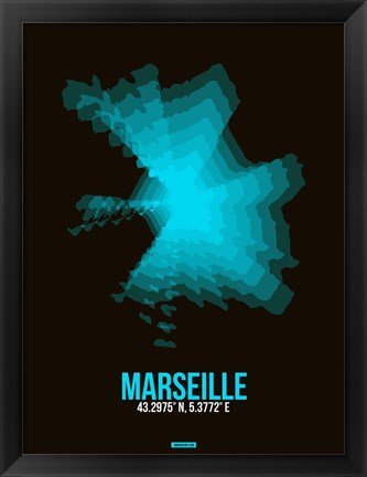 Framed Marseille Radiant Map 2 Print