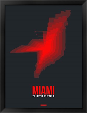 Framed Miami Radiant Map 3 Print