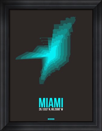 Framed Miami Radiant Map 5 Print