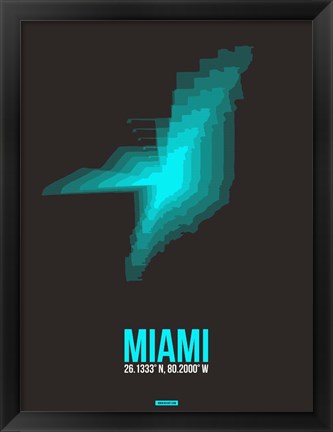 Framed Miami Radiant Map 5 Print