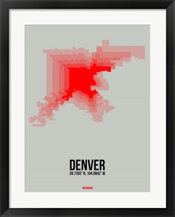 Framed Denver Radiant Map 1 Print