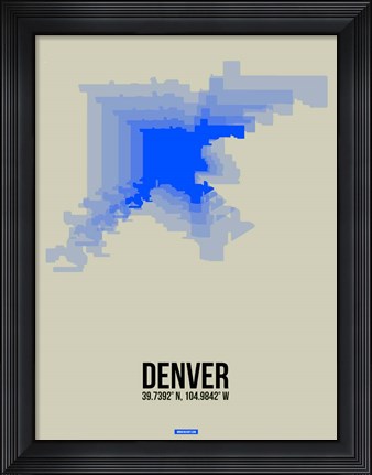 Framed Denver Radiant Map 2 Print
