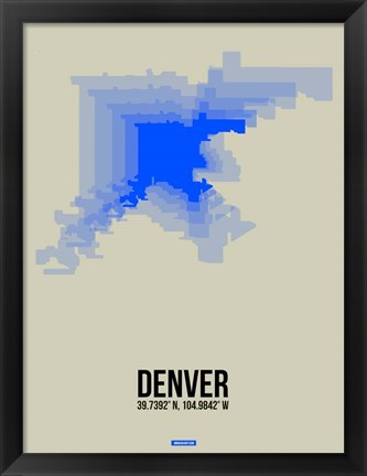 Framed Denver Radiant Map 2 Print