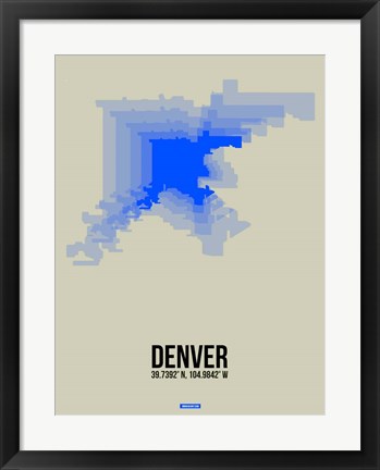 Framed Denver Radiant Map 2 Print