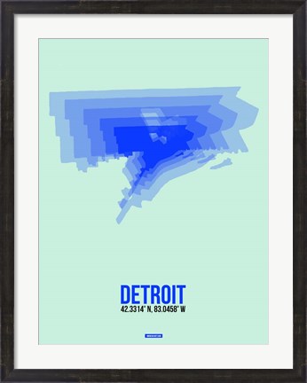 Framed Detroit Radiant Map 1 Print