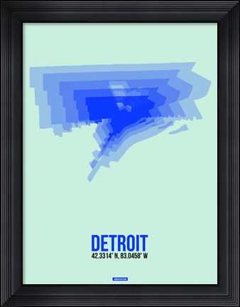 Framed Detroit Radiant Map 1 Print