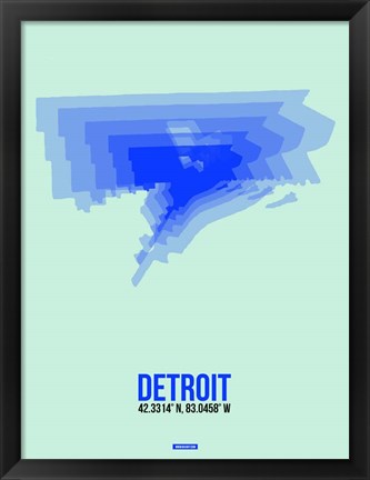 Framed Detroit Radiant Map 1 Print