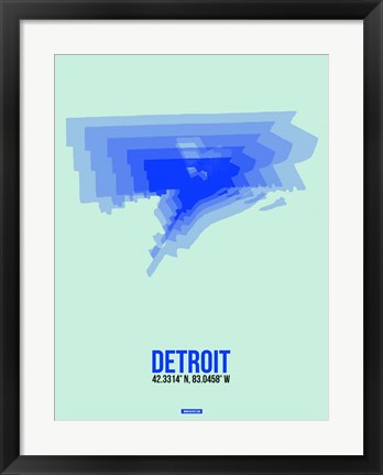 Framed Detroit Radiant Map 1 Print