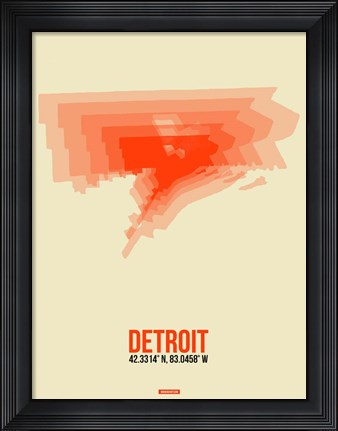 Framed Detroit Radiant Map 2 Print