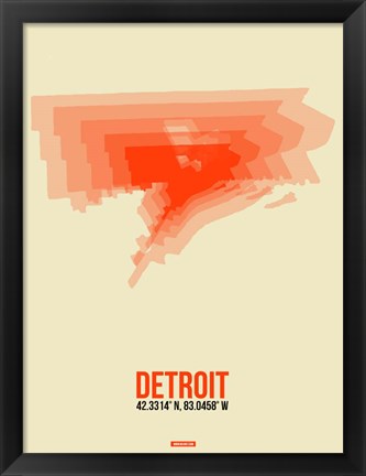 Framed Detroit Radiant Map 2 Print