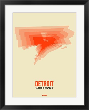 Framed Detroit Radiant Map 2 Print