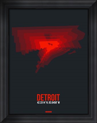 Framed Detroit Radiant Map 3 Print