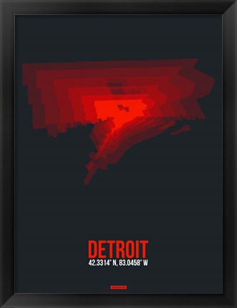 Framed Detroit Radiant Map 3 Print