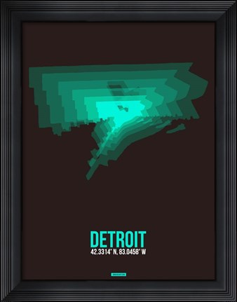 Framed Detroit Radiant Map 4 Print