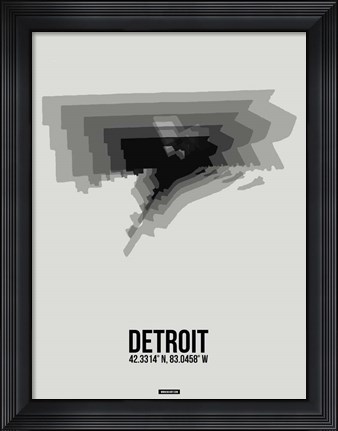 Framed Detroit Radiant Map 5 Print