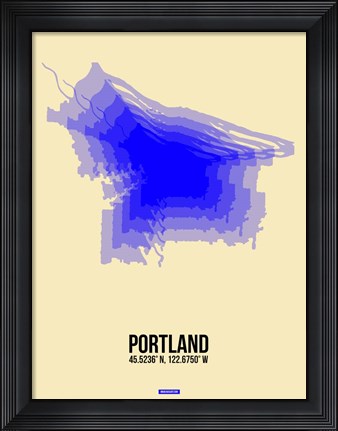 Framed Portland Radiant Map 2 Print