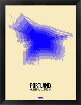 Framed Portland Radiant Map 2 Print