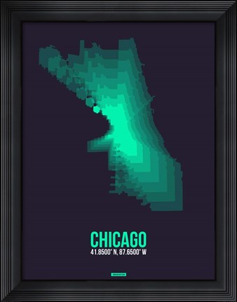 Framed Chicago Radiant Map 2 Print