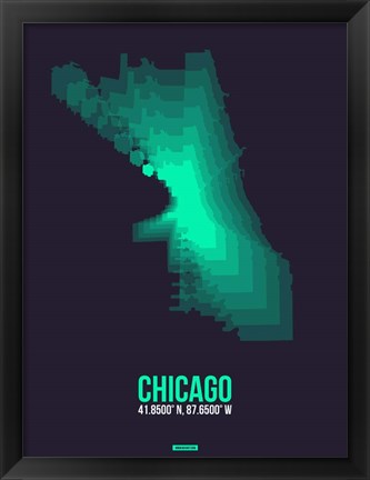 Framed Chicago Radiant Map 2 Print