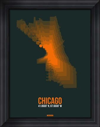 Framed Chicago Radiant Map 4 Print