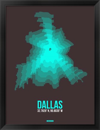 Framed Dallas Radiant Map 2 Print